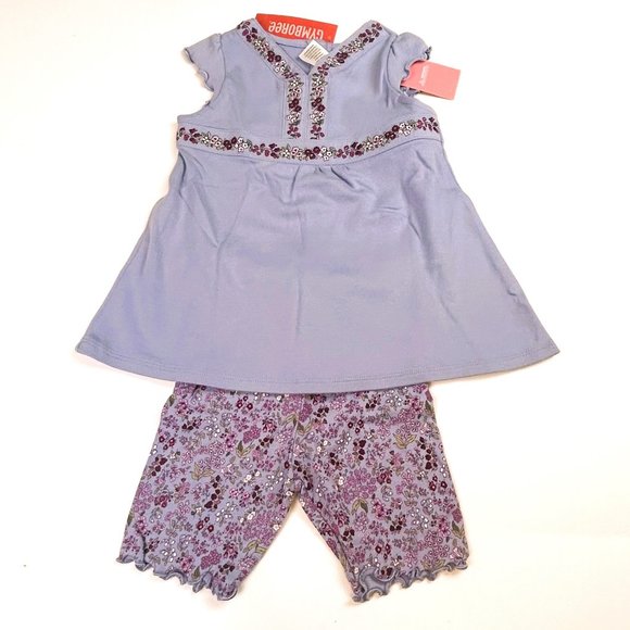 NWT Gymboree Girl Floral Print Bike Short & V-Neck A-Line Top Size 5 - Picture 1 of 5